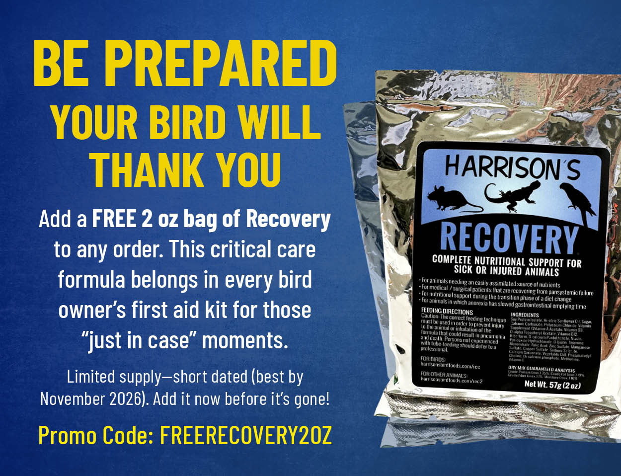 Be Prepared PopUp for Free Bag of Recovery 2oz