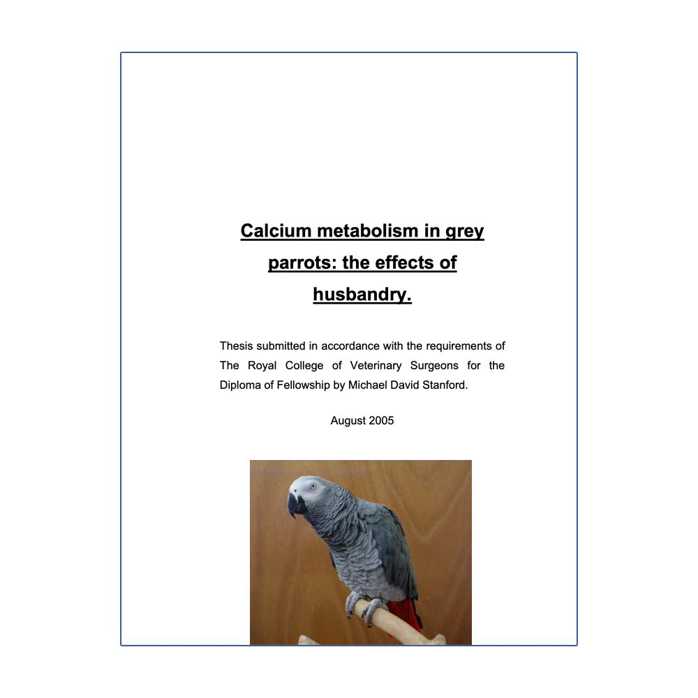 Calcium metabolism in Grey Parrots