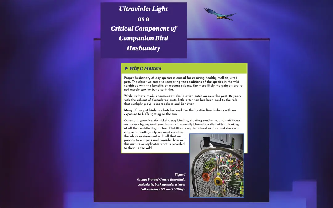 Ultraviolet Light as a Critical Component of Companion Bird Husbandry